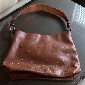 VINTAGE STUDDED BROWN HOBO BAG